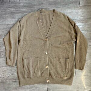 Aritzia Wilfred Free Hush Knit Oversized Cardigan Button Front Tan Nylon Size XL